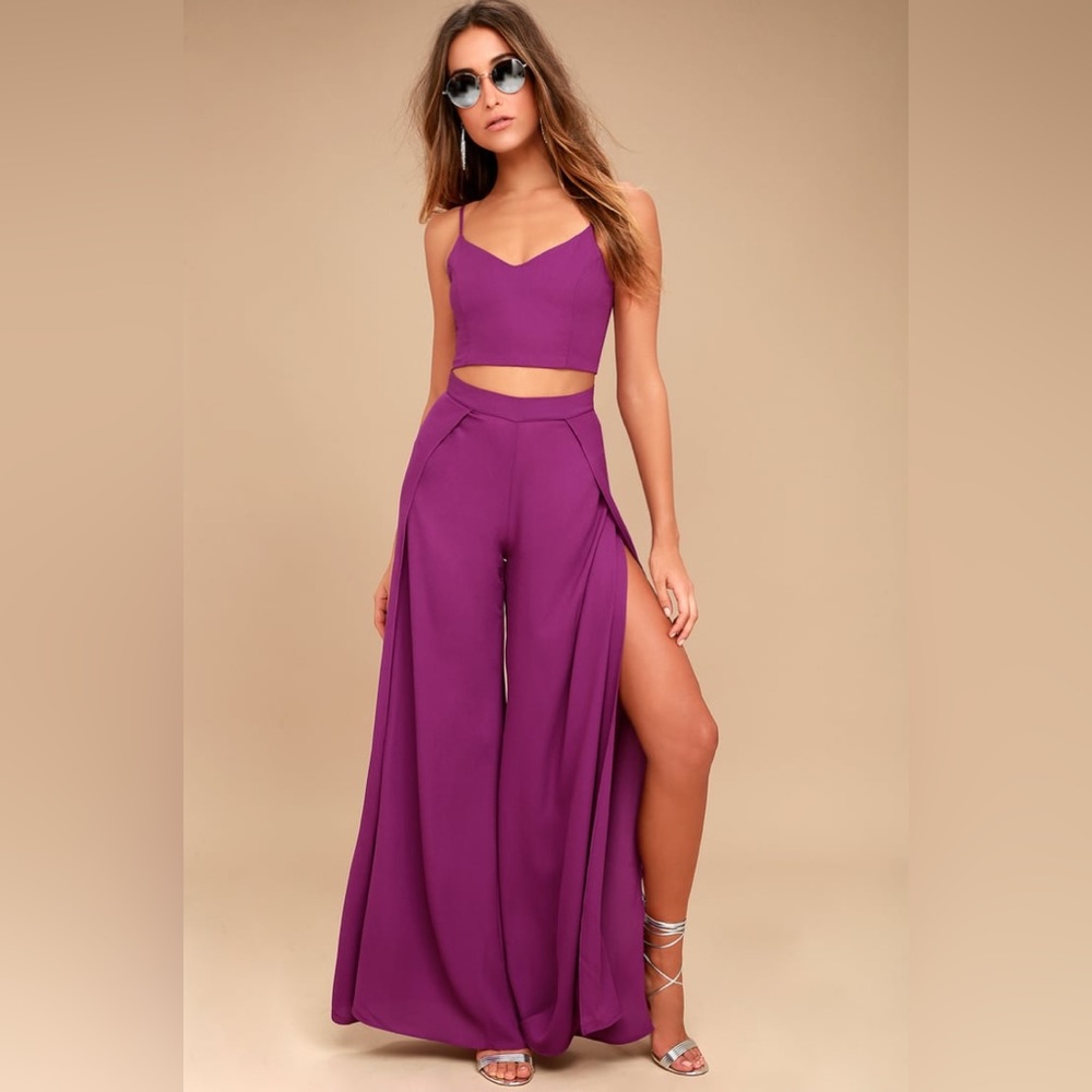 Lulus out tonight magenta two piece jumpsuit